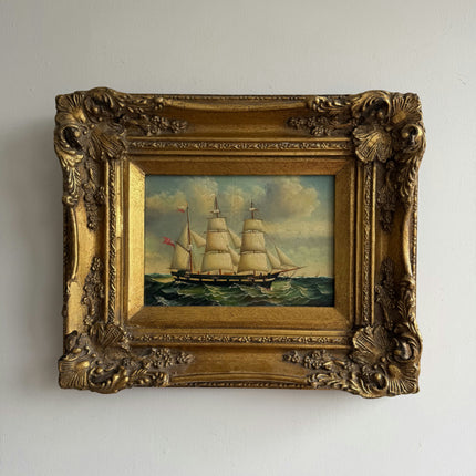 Authentic Seascape Oil Painting "Gilded Frame" Handcrafted Small Art Holland Art Shop