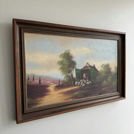 Detailed Landscape Oil Painting "Sheep Flock" Authentic Large Art Holland Art Shop