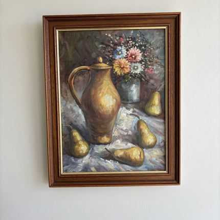 Detailed Flowery Still Life Oil Painting "Golden Pitcher" Spanish Artwork Holland Art Shop