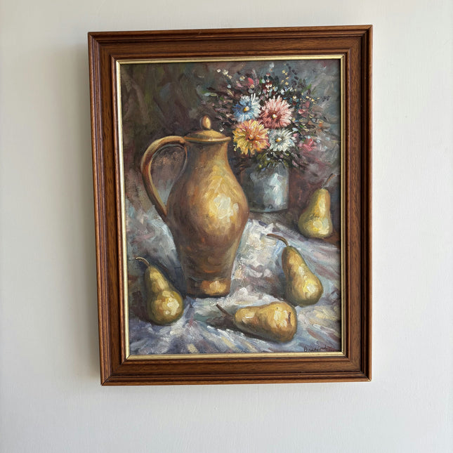 Detailed Flowery Still Life Oil Painting "Golden Pitcher" Spanish Artwork Holland Art Shop