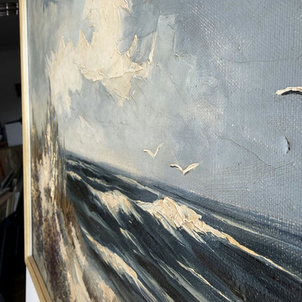 Traditional Seascape Oil Painting "Flying Seagulls" Expressive Large Art Holland Art Shop