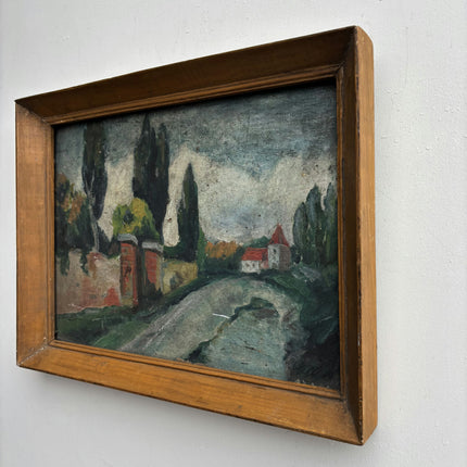 Expressive Landscape Oil Painting "Cypress Trees" Elegant Small Artwork Holland Art Shop