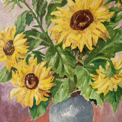 Traditional Flowery Still Life Oil Painting "Sunflower Vase" Vintage Art Holland Art Shop