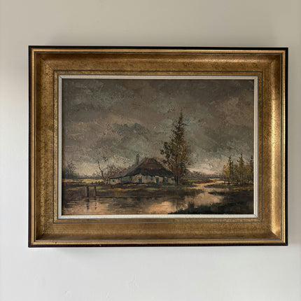 Traditional Landscape "Thatched Cottage" Elegant Large Artwork Holland Art Shop