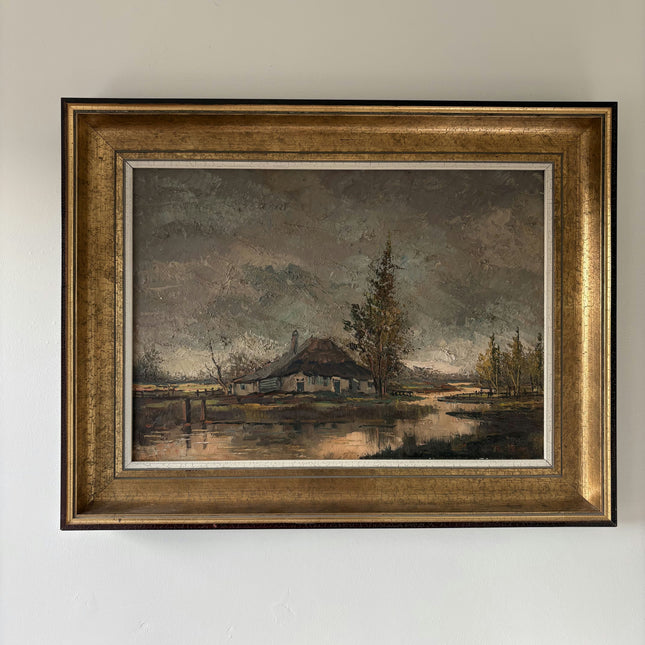Traditional Landscape "Thatched Cottage" Elegant Large Artwork Holland Art Shop