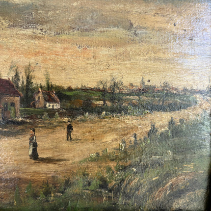 1924 Antique Landscape Oil Painting "Gilded Frame" Small Art Holland Art Shop
