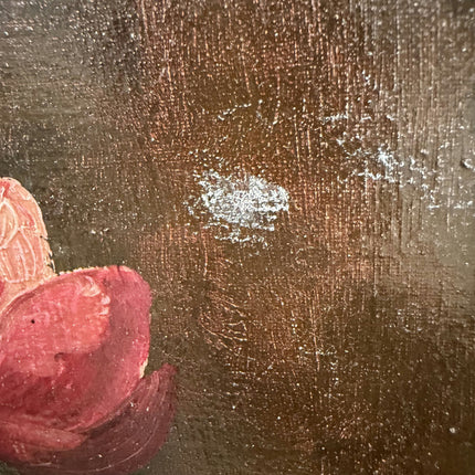 Handcrafted Floral Still Life Oil Painting "Pink Flower" Vintage Art Holland Art Shop