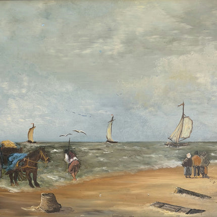 Rustic Seascape Oil Painting "Framed Painting" Vintage Artwork Holland Art Shop