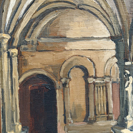Jean Dohmen 1944 Church Interior Oil Painting "Arched Corridor" Artwork Holland Art Shop