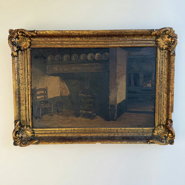 A Dewulf Detailed Interior Oil Painting "Gilded Frame" Traditional Large Artwork Holland Art Shop