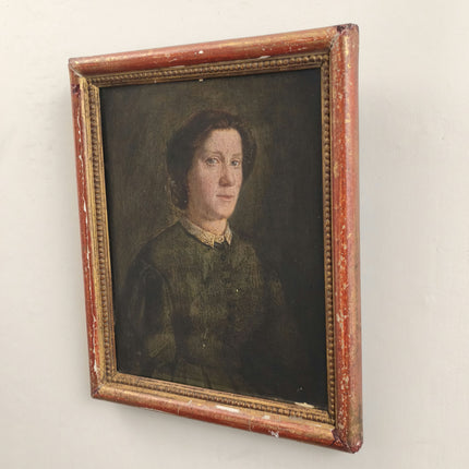 19th Century Antique Portrait Oil Painting "Woman Portrait" Small Artwork Holland Art Shop
