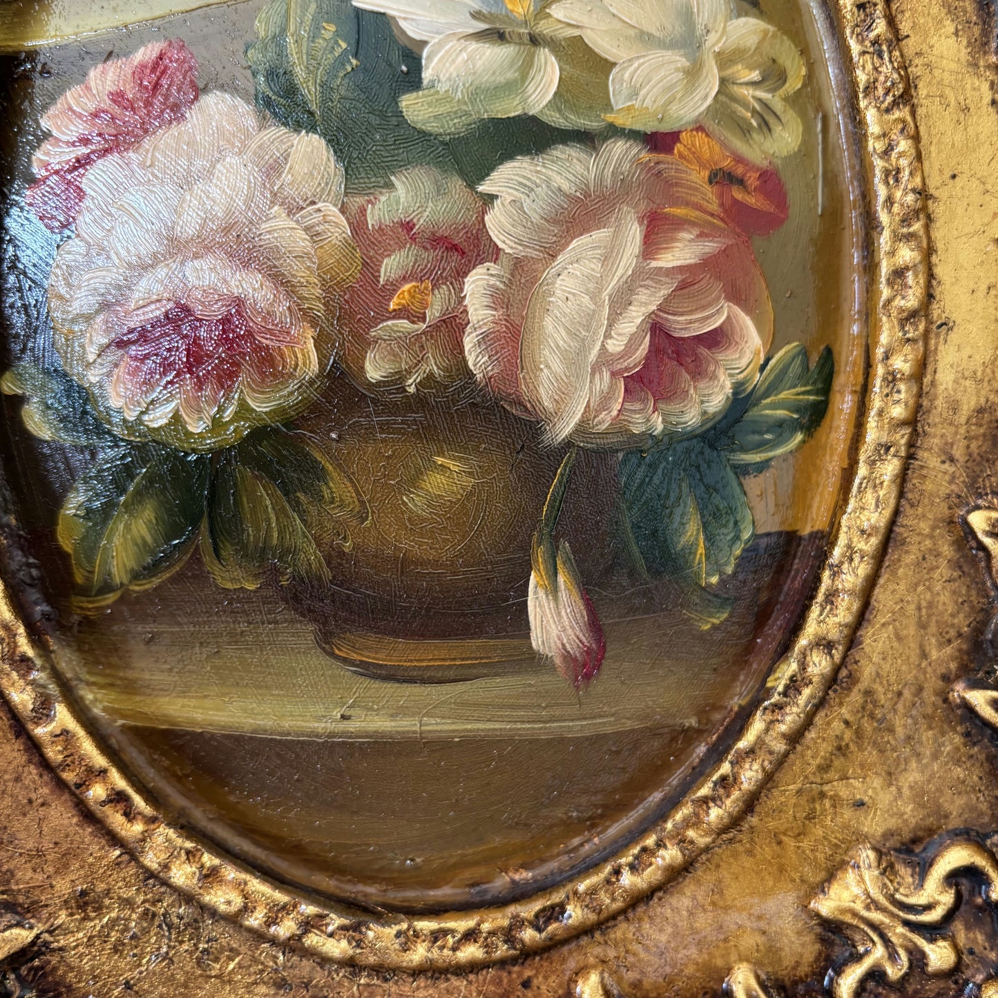 Traditional Flowery Still Life Oil Painting "Flower Vase" Fine Belgique Art