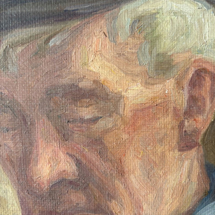 Original Oil Painting Portrait "Pensive Man" Fine Small Art Holland Art Shop