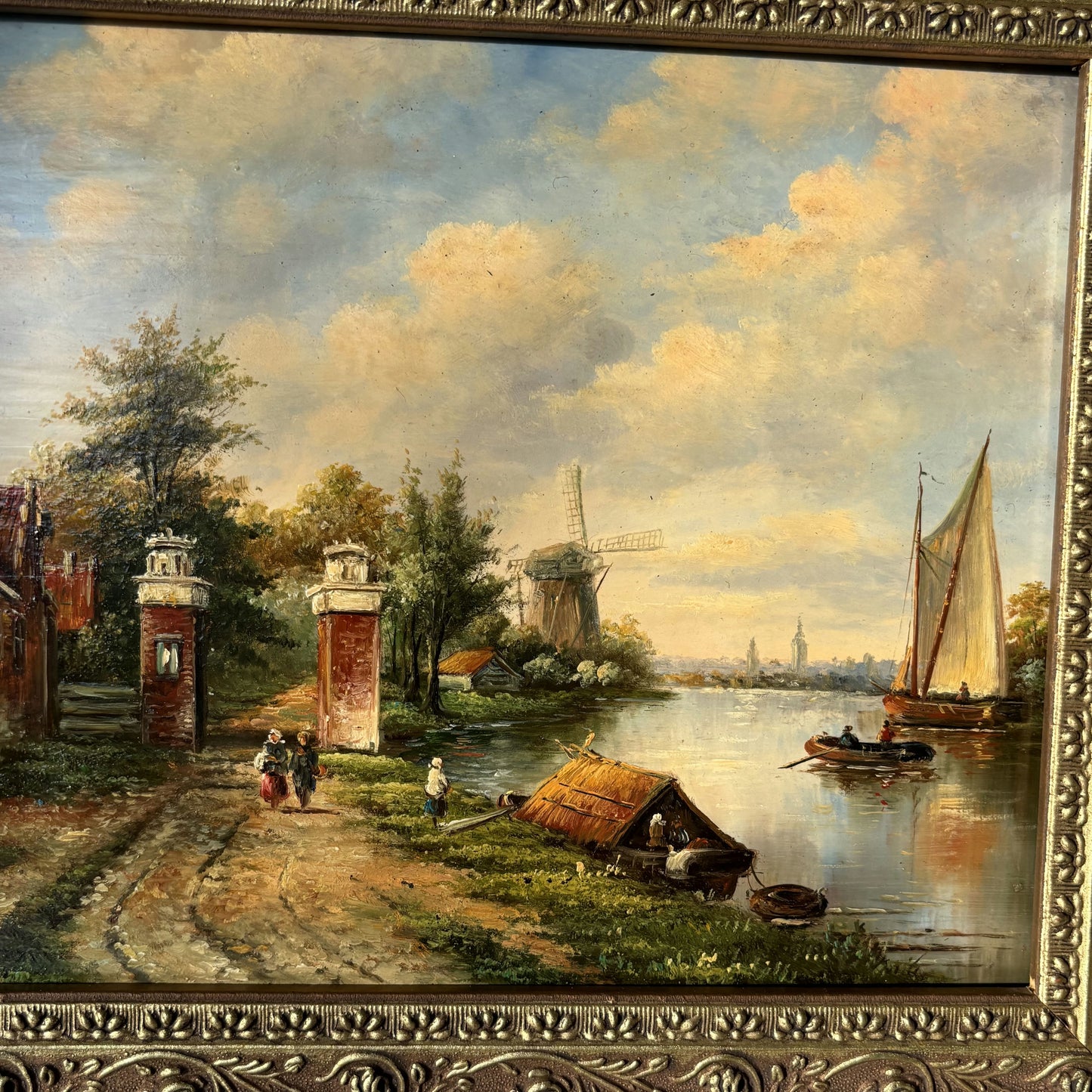 Expressive Oil Painting Figurative "River Scene" Traditional French Art