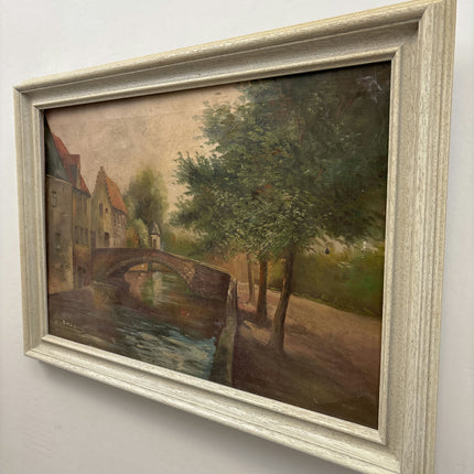 Rustic Cityscape Oil Painting "Stone Bridge" Traditional Art Holland Art Shop