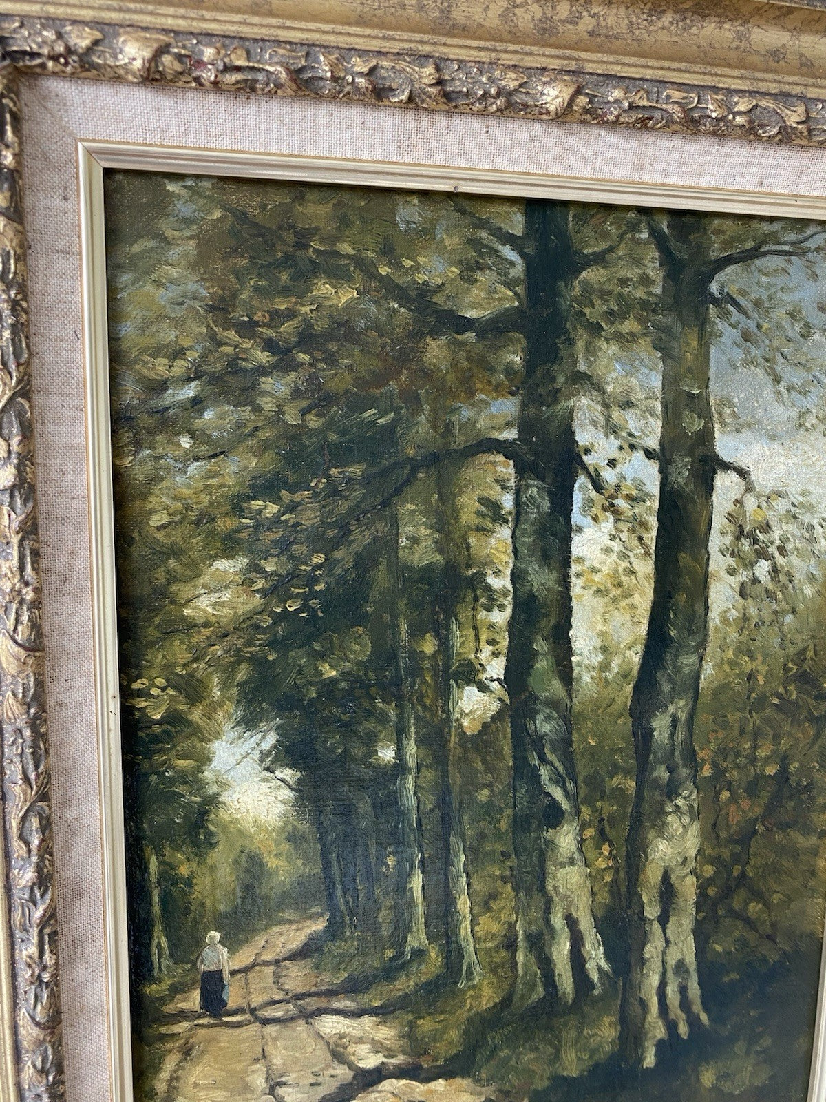 Antique “FOREST PATH” Oil Painting Landscape M. Bilders- van Bosse 19th Century