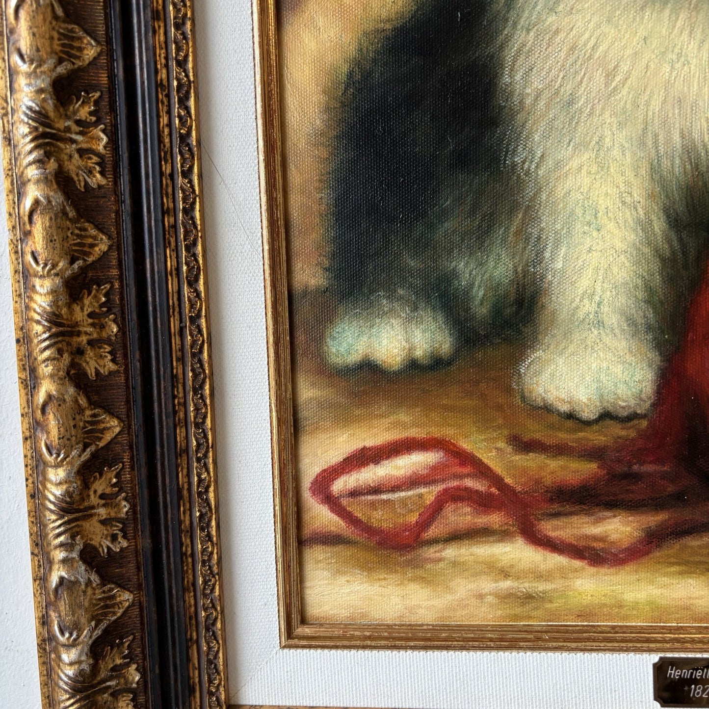 “Vintage Kitten with Red Yarn” – Framed Oil Painting on Canvas – Signed
