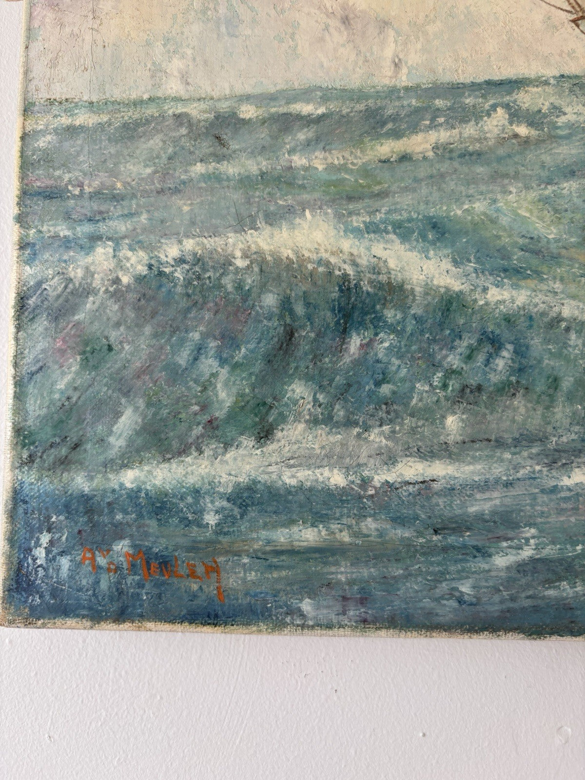 “SAILING THE WAVES” Vintage Oil Painting Seascape Ship Ocean Artwork