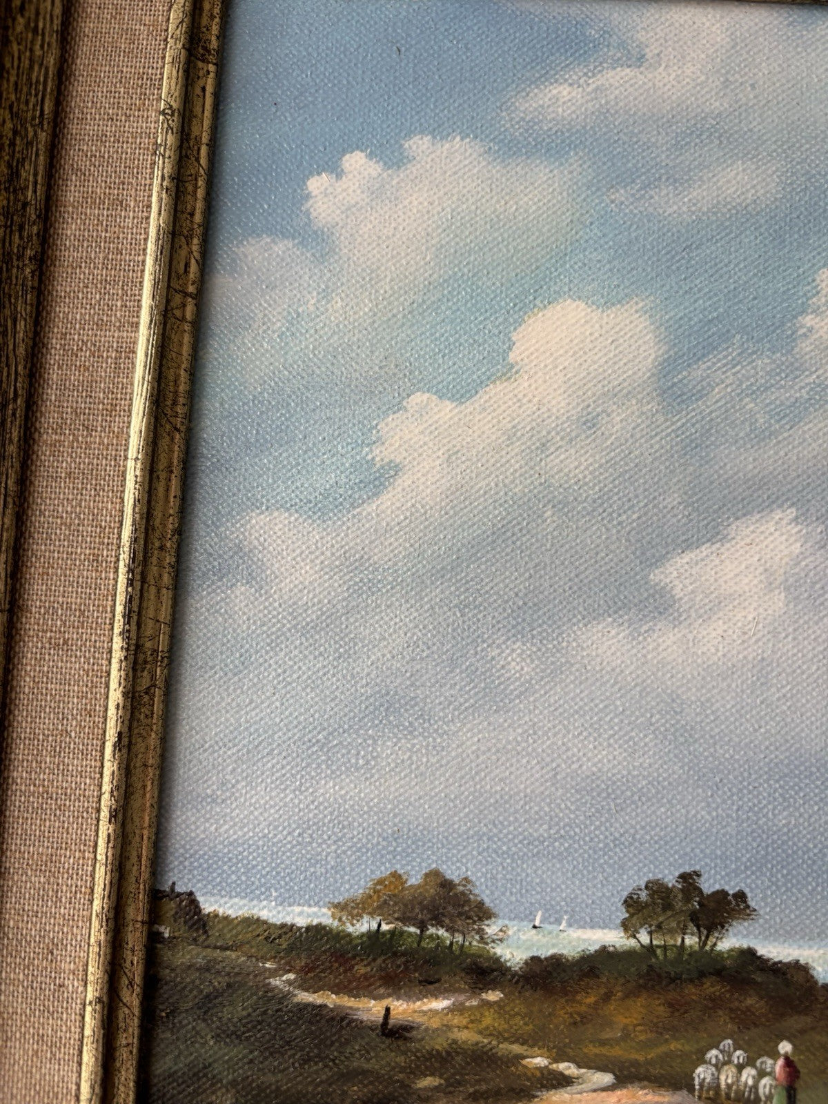 Vintage “COUNTRYSIDE LANDSCAPE WITH TREE” Oil Painting Signed Framed Dutch