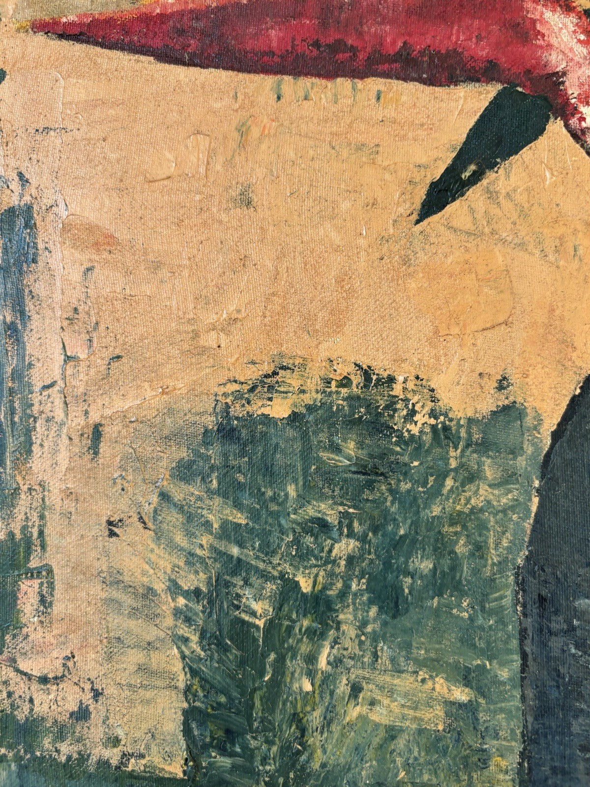 Vintage Flower Tree Still Life floral Oil Painting Flowers in Vase Mid 20th C