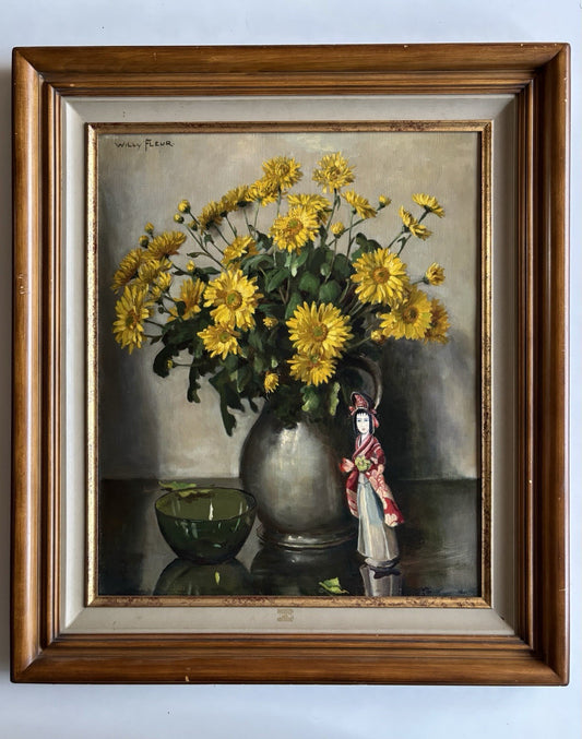 Willy Fleur (1888-1967) Original Oil Painting Floral Still Life Signed