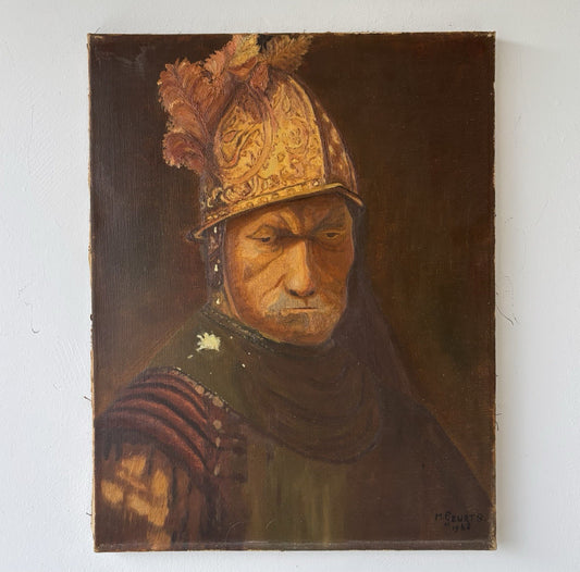 Antique Soldier Oil Painting Dutch Portraiture Man canvas After Rembrandt Style