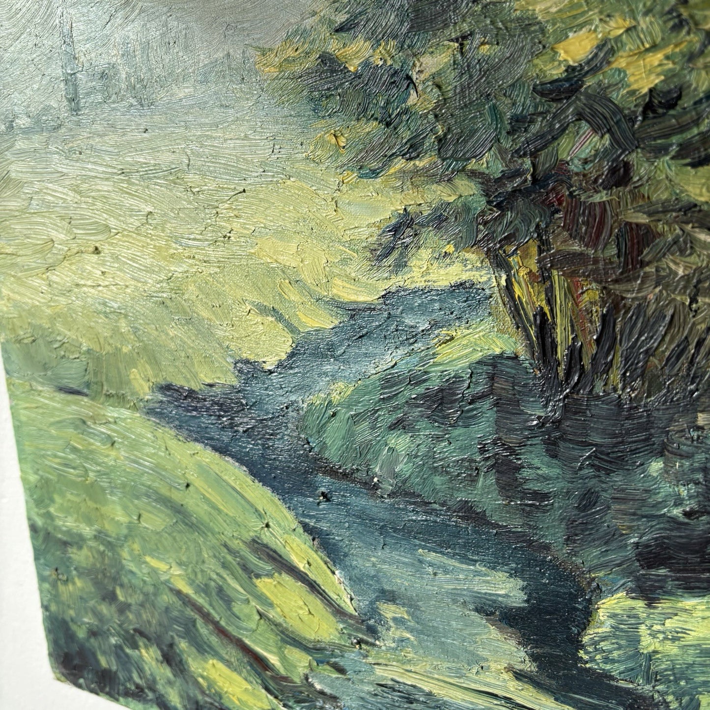 Original Windmill Hand Painted Canvas Oil Painting made in 1966