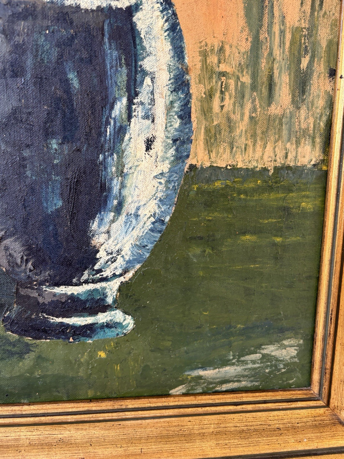 Vintage Flower Tree Still Life floral Oil Painting Flowers in Vase Mid 20th C