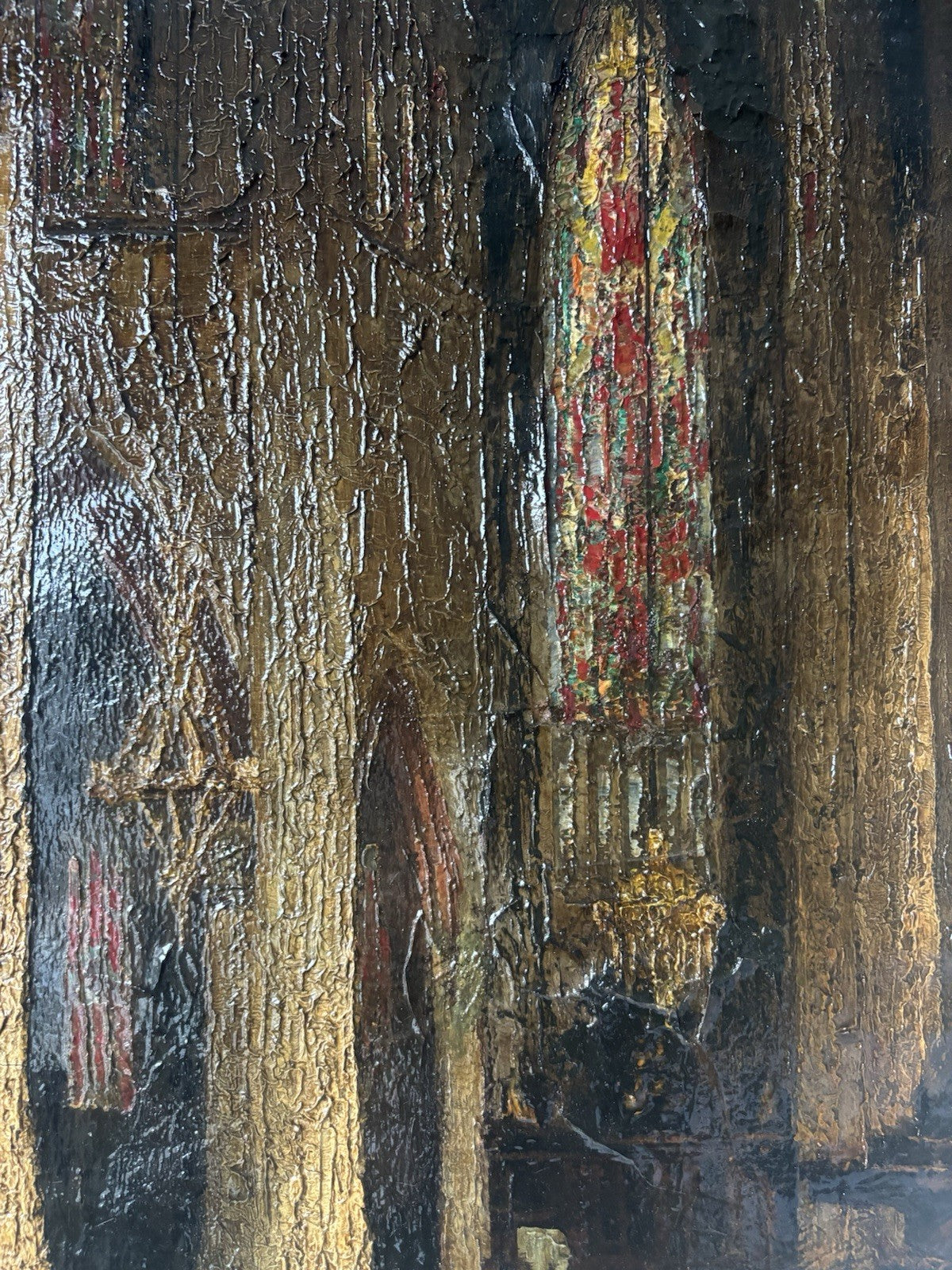 Atmospheric Church Interior Oil Painting with Light by A.J. Zwart