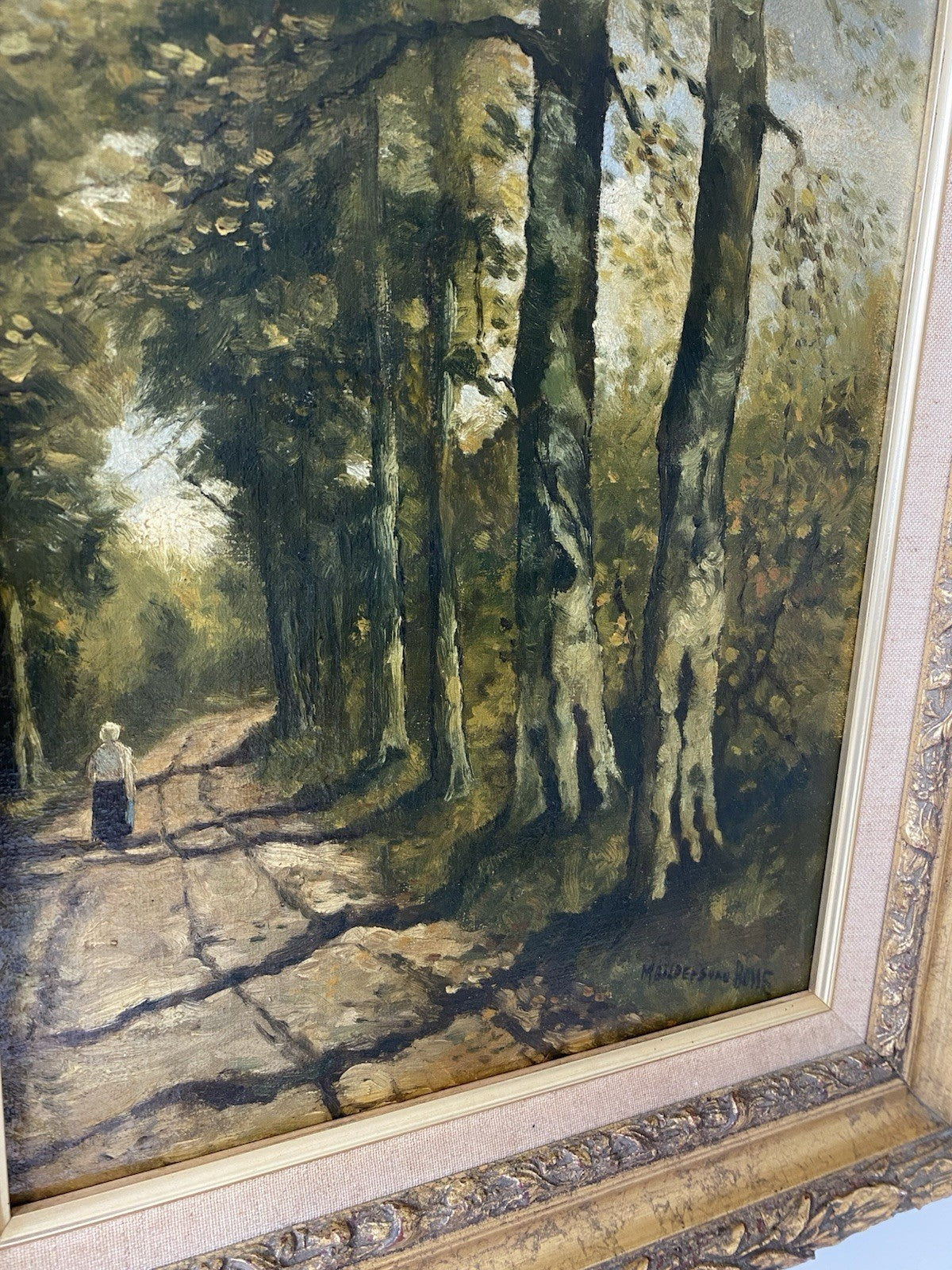 Antique “FOREST PATH” Oil Painting Landscape M. Bilders- van Bosse 19th Century