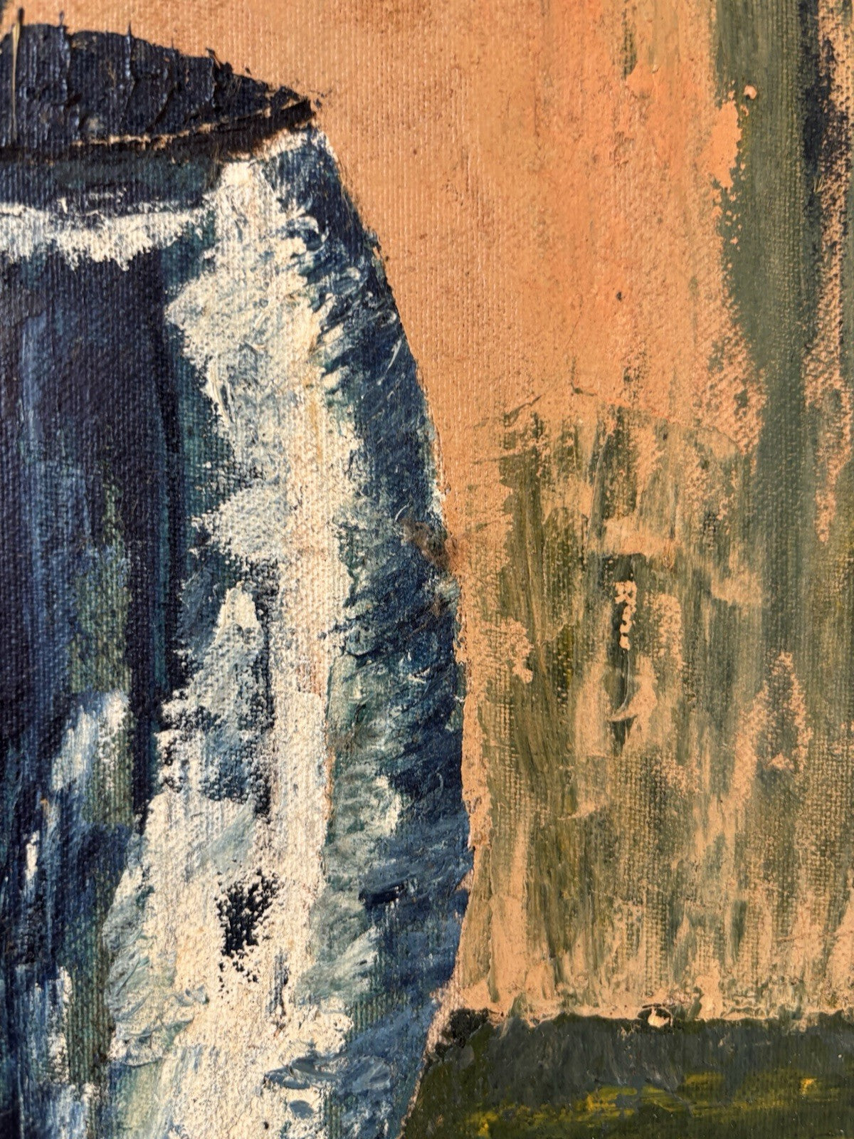 Vintage Flower Tree Still Life floral Oil Painting Flowers in Vase Mid 20th C