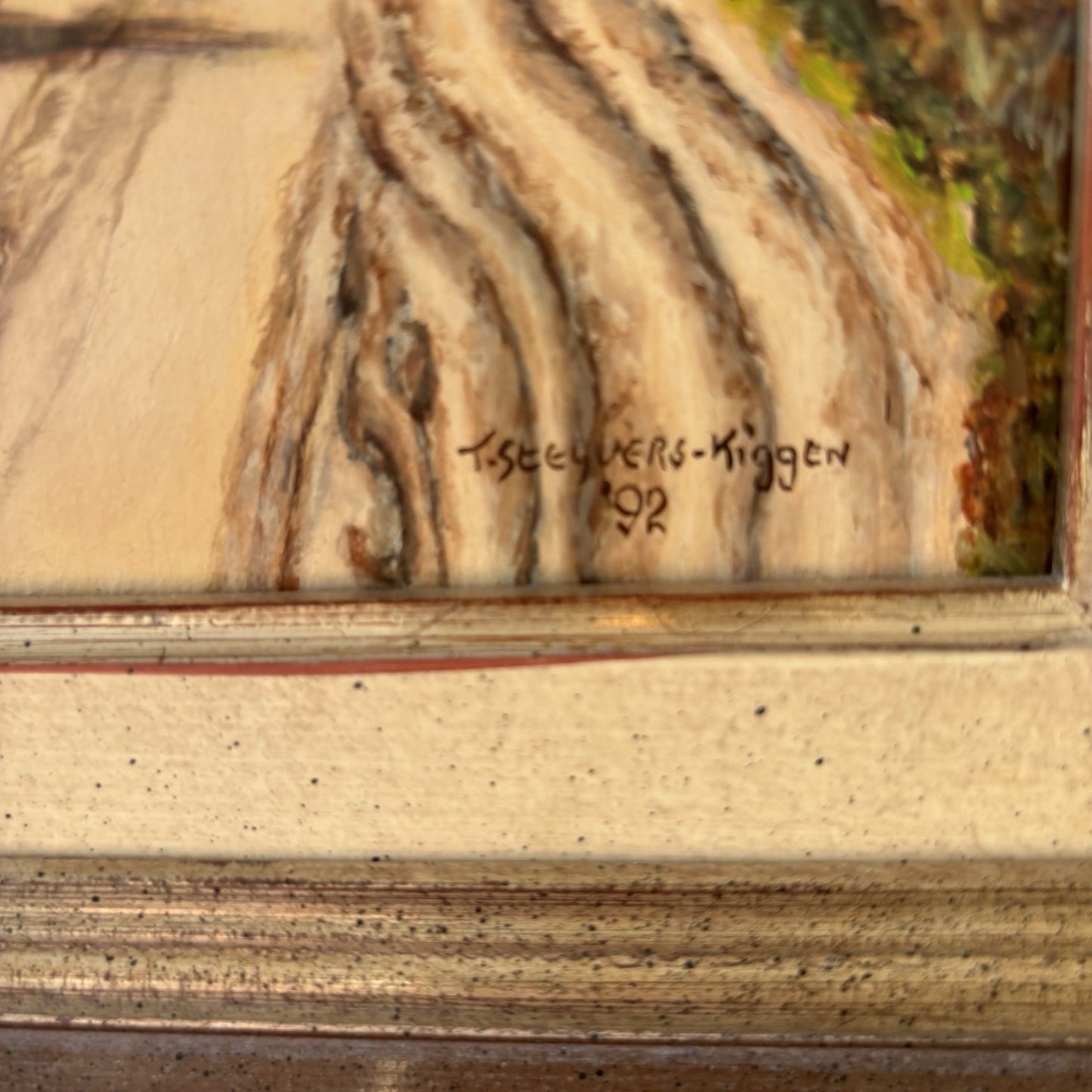 "Vintage Landscape Road" Framed Classic European Original Artwork Oil Painting