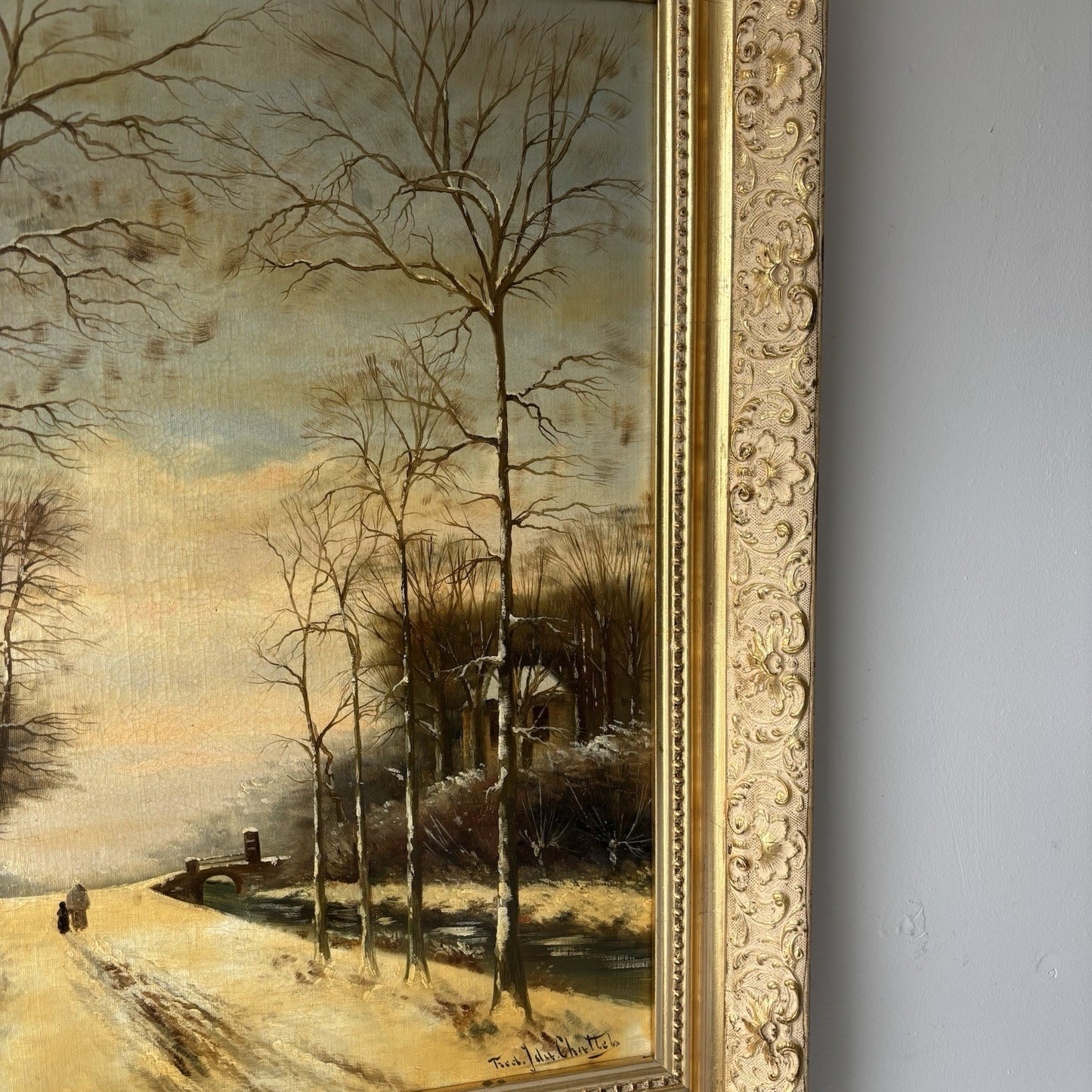 "Country Road”  Vintage Landscape  Framed Classic Original Oil Painting