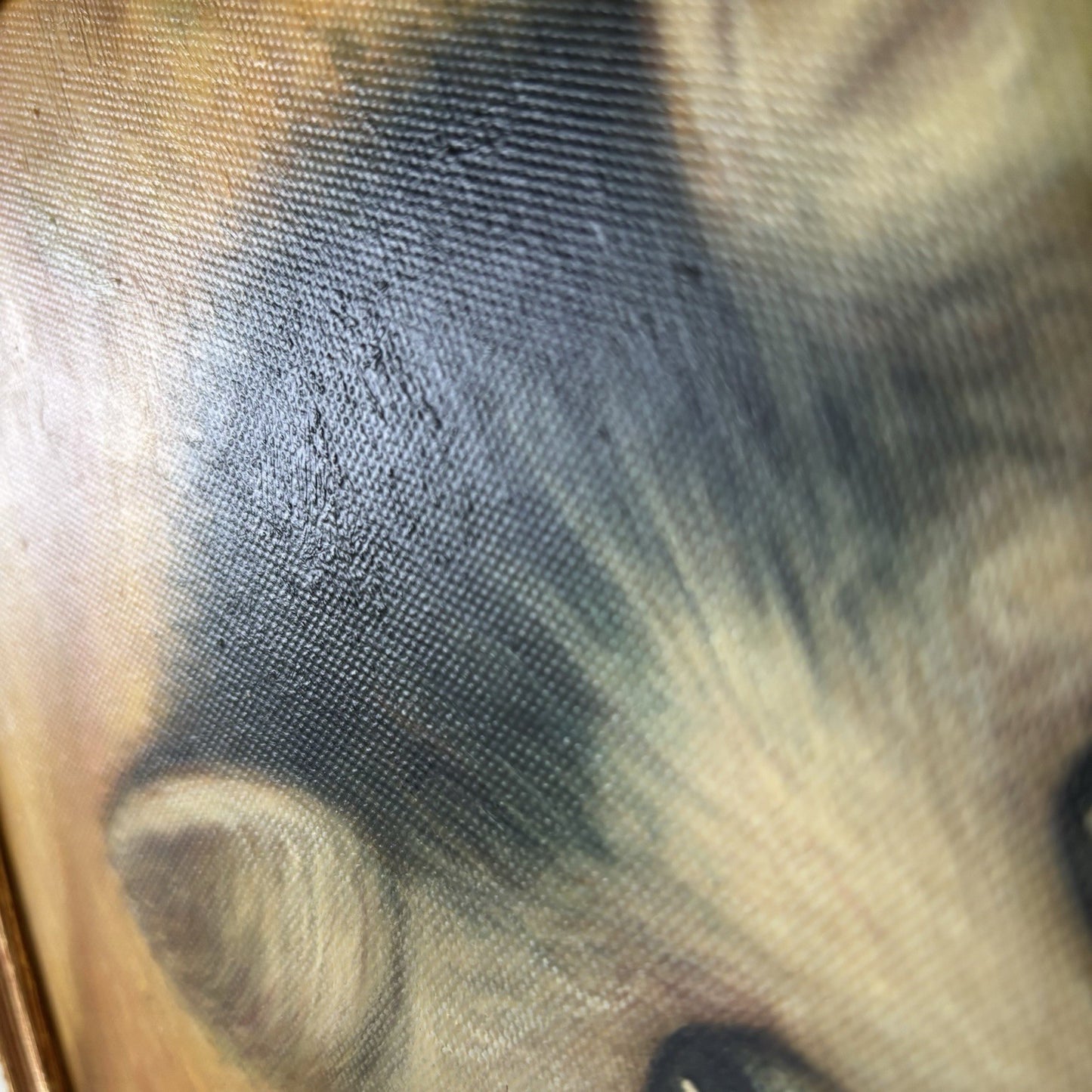 “Vintage Kitten with Red Yarn” – Framed Oil Painting on Canvas – Signed