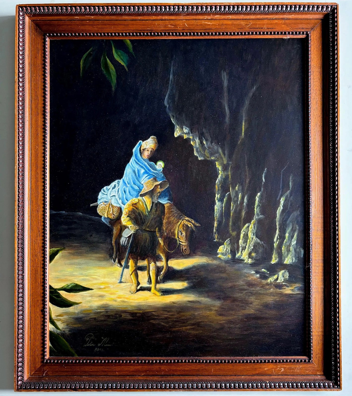 Big Art Maria Joseph Jesus Christ Mule Cave Christian Oil Painting Peter Maas