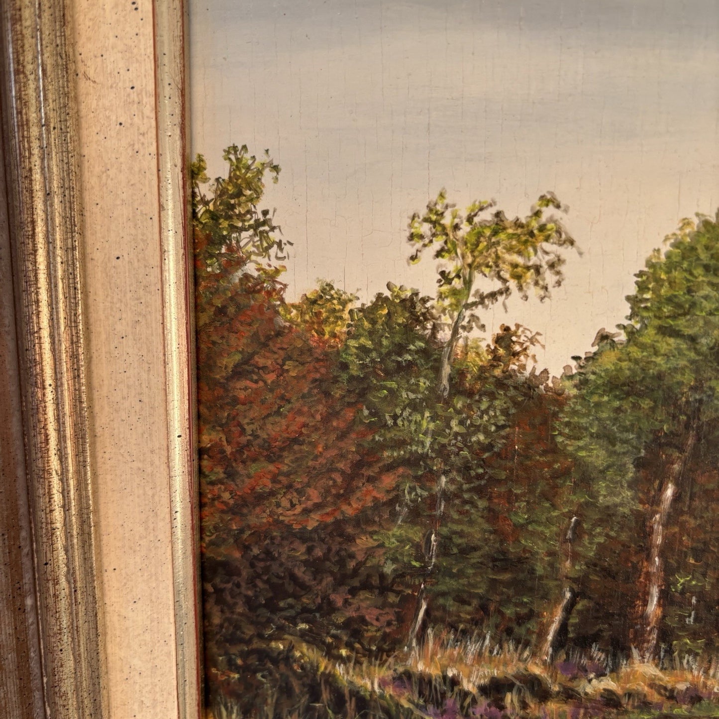 "Vintage Landscape Road" Framed Classic European Original Artwork Oil Painting