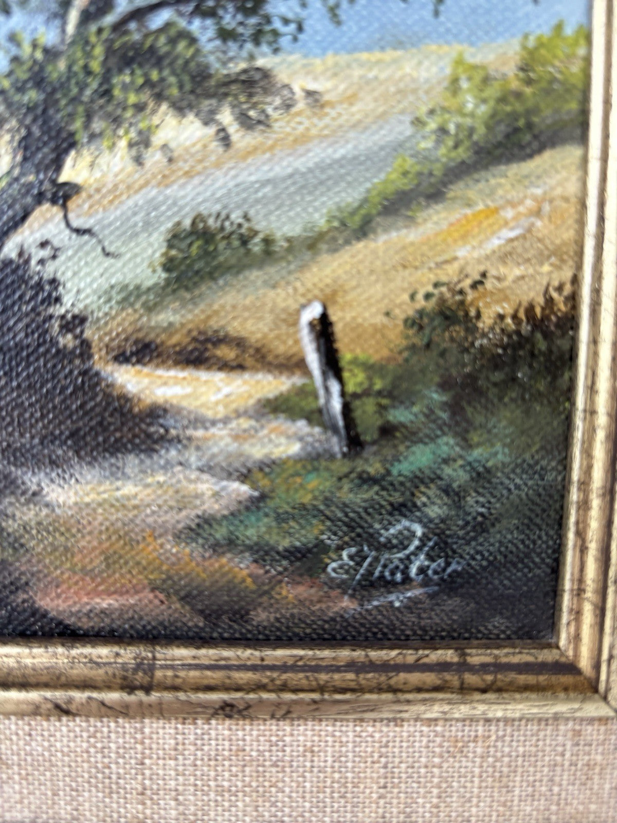 Vintage “COUNTRYSIDE LANDSCAPE WITH TREE” Oil Painting Signed Framed Dutch