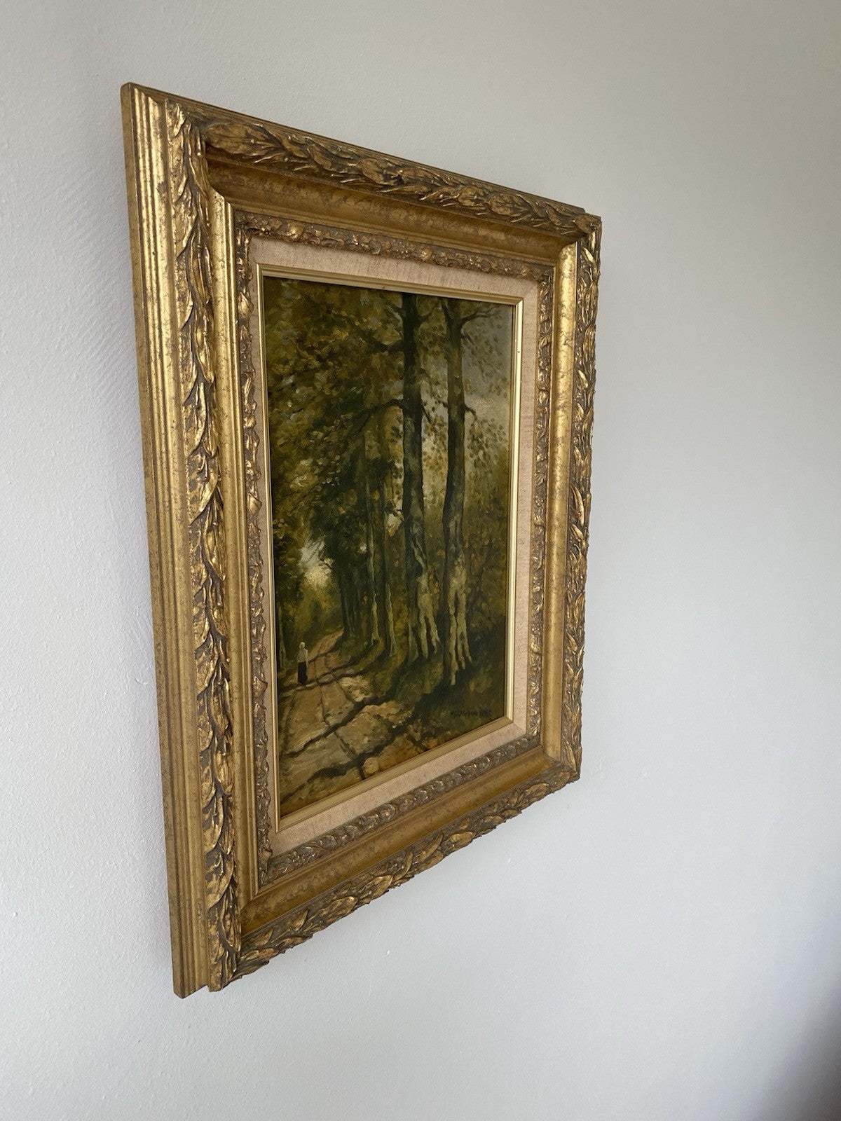 Antique “FOREST PATH” Oil Painting Landscape M. Bilders- van Bosse 19th Century