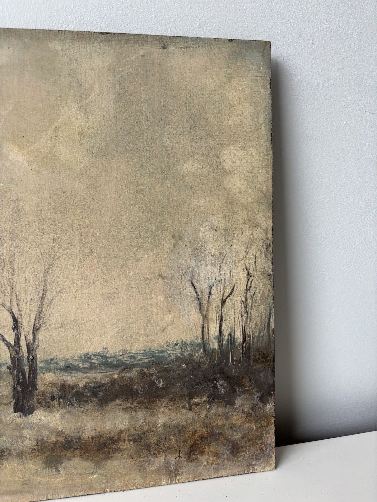 Antique “WINTER PATH THROUGH THE TREES” Oil Painting – 19th Century Dutch