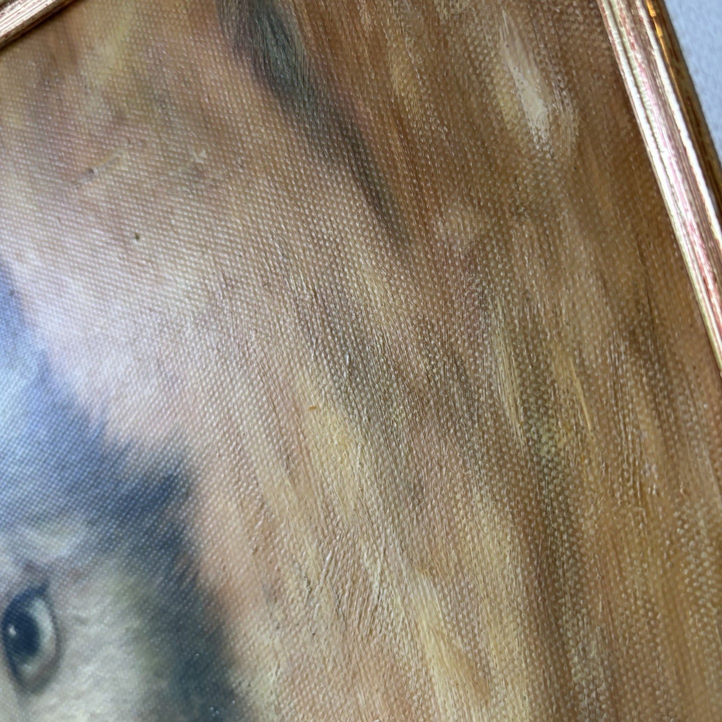 “Vintage Kitten with Red Yarn” – Framed Oil Painting on Canvas – Signed