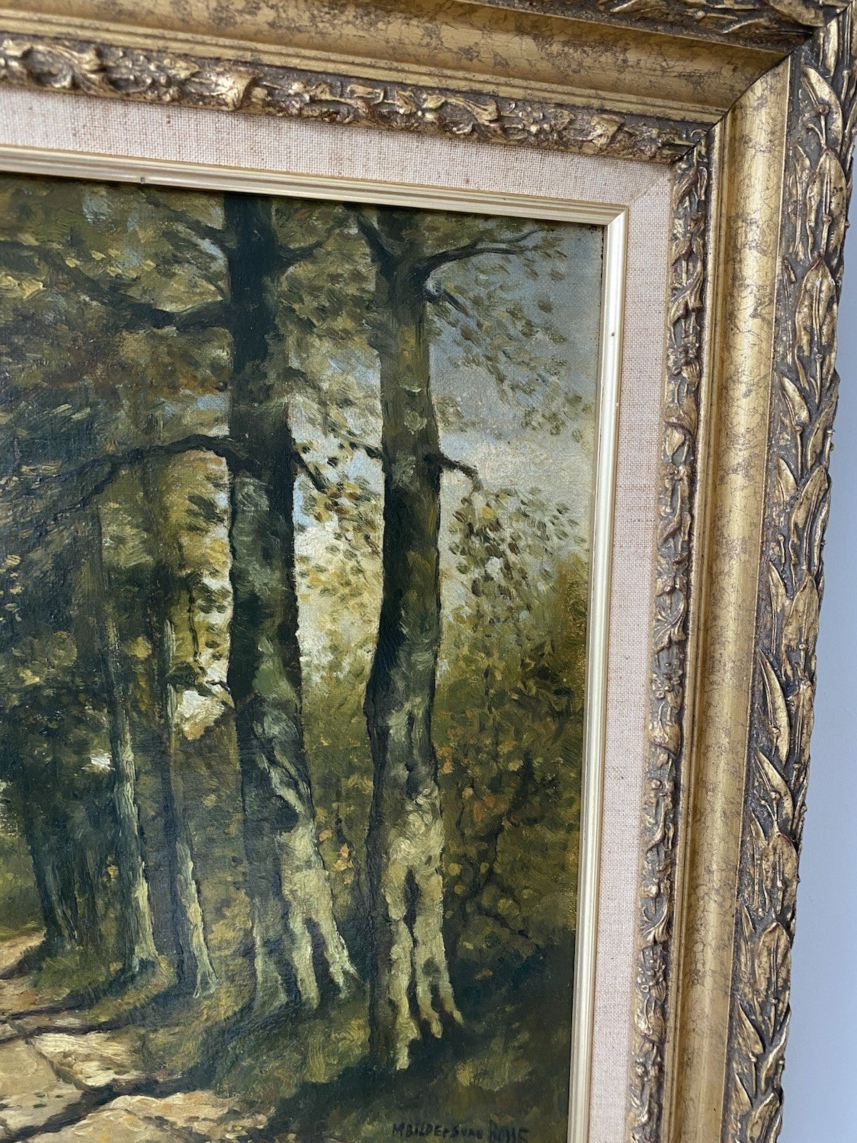 Antique “FOREST PATH” Oil Painting Landscape M. Bilders- van Bosse 19th Century