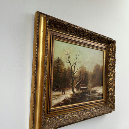 Expressive Oil Painting Winter Landscape "Winter Walkers" Intriguing Medium Art