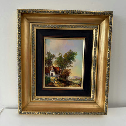 Detailed Landscape Oil Painting "Cottage Path" Traditional Small Artwork Holland Art Shop