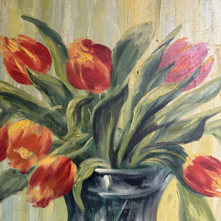 Expressive Flowery Still Life Oil Painting "Tulip Vase" Detailed Art Holland Art Shop