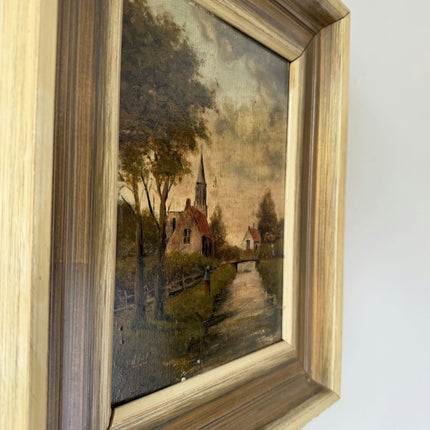 Rustic Landscape Oil Painting "Framed Painting" Vintage Small Artwork Holland Art Shop