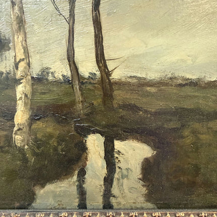 1879 Antique Landscape Oil Painting "Birch Trees" Art Holland Art Shop