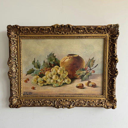 Traditional Still Life Oil Painting "Cluster Grapes" Vintage Artwork Holland Art Shop