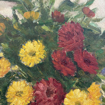 Authentic Floral Still Life Oil Painting "Flower Basket" Rustic Art Holland Art Shop
