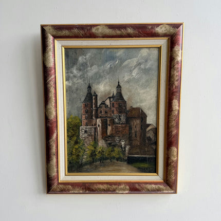 Original Cityscape Oil Painting "Old Castle" Handcrafted Artwork Holland Art Shop