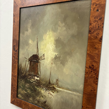 Authentic Landscape Oil Painting "Windmill Tower" Refined Artwork Holland Art Shop